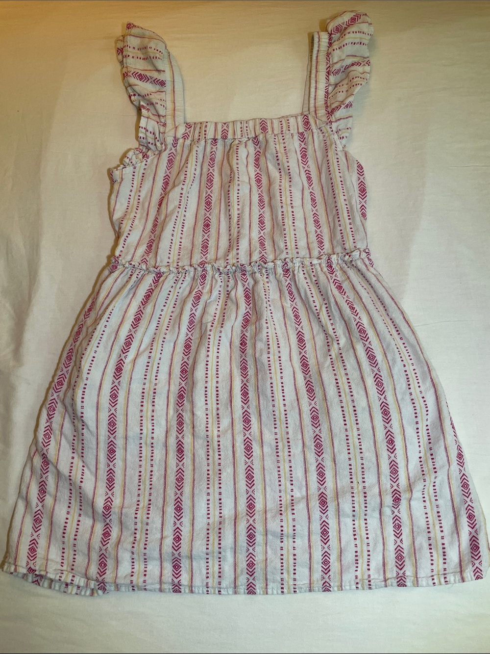 Time and Tru White Mini Dress with Pink Stripe Pattern